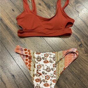 Zaful Rust and Floral Bikini Set